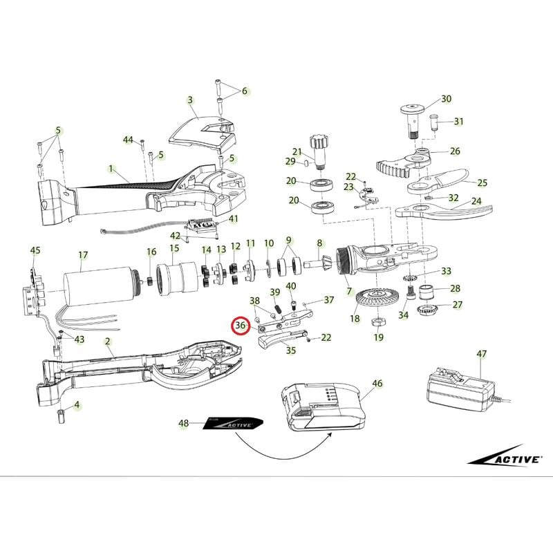 foto del prodotto active grilletto parte in plastica originale forbice tigercut 35 40 025666