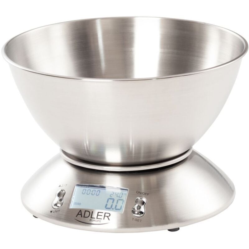 foto del prodotto ad 3134 - bilancia da cucina digitale con display lcd, alta precisione 1gr, fino a 5 kg, ciotola di misurazione, - adler