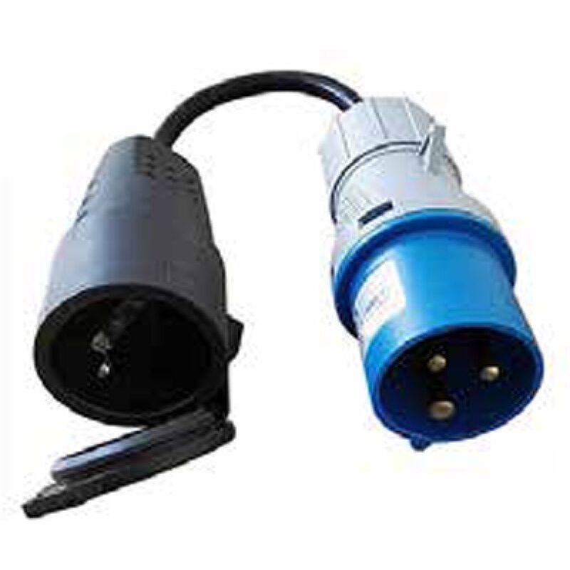 foto del prodotto adaptador de clavija cee a schuko, 2 polos tierra. max. 16a. 230v