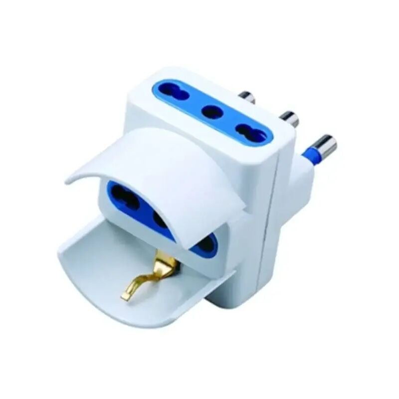 foto del prodotto adattatore 3 posti bipasso schuko spina 16a polybag pes1042 wp 