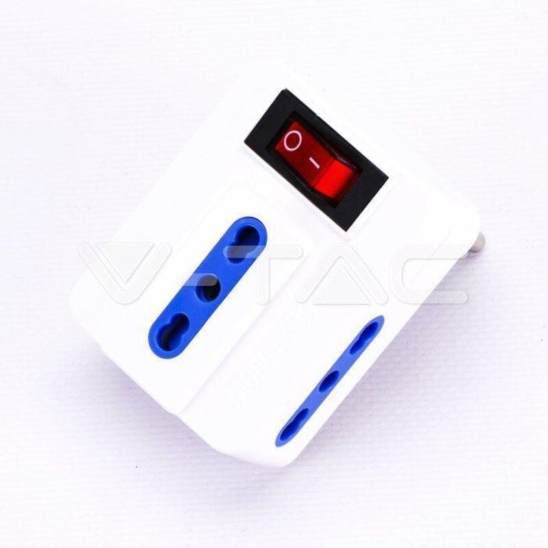 foto del prodotto adattatore a 3 vie 10 16a con interruttore e presa italiana 8831 - v-tac