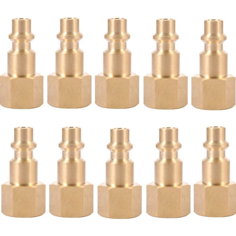 foto del prodotto adattatore a collegamento rapido per tubo dell aria femmina npt da 1 4 pollice in ottone, kit accoppiatore aria e presa, kit compressore d aria da 10