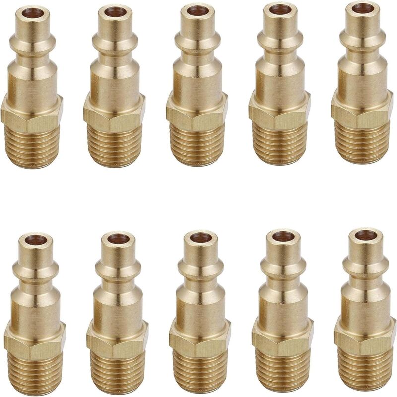 foto del prodotto adattatore a connessione rapida per tubo dell aria industriale maschio npt da 1 4 in ottone, kit accoppiatore aria e presa, accessorio per