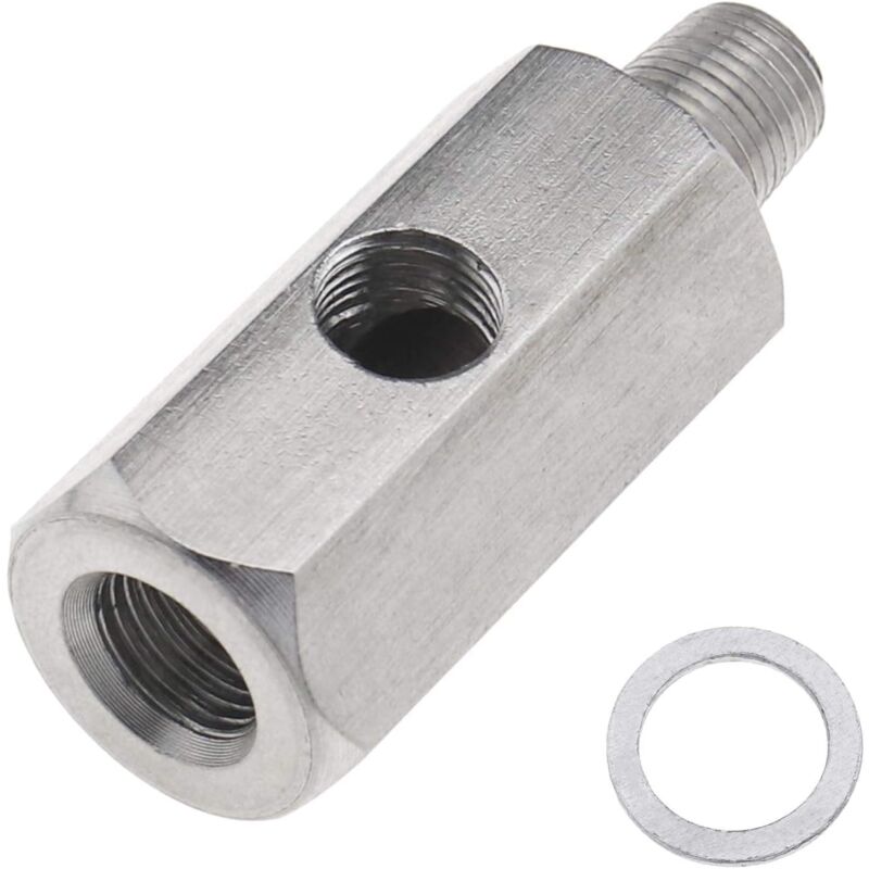 foto del prodotto adattatore a t per sensore di pressione dell olio m12x1,5 1 8 npt, connettore per linea turbo fai da te acciaio inossidabile sollbry