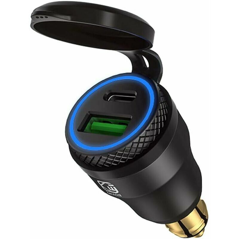 foto del prodotto adattatore accendisigari usb per moto doppia presa usb 12v pd 3.0 e qc 3.0