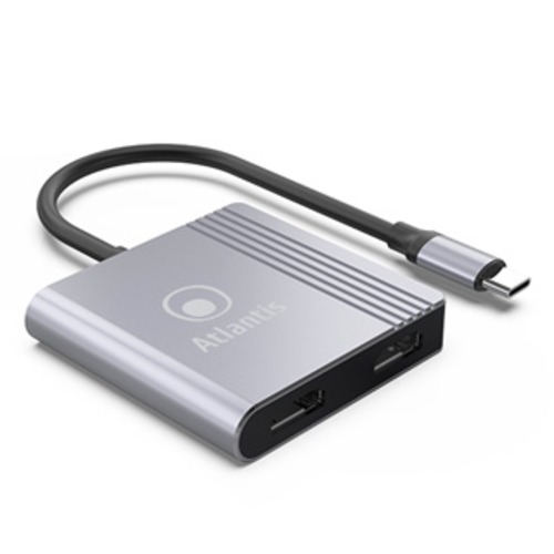 foto del prodotto adattatore atlantis a04 tc 2hdmi da usb type c a hdmi 1920x1080 60hz 18cm in 1x type c out 2x hdmi v.1.4 v.1.2 in dual mode 