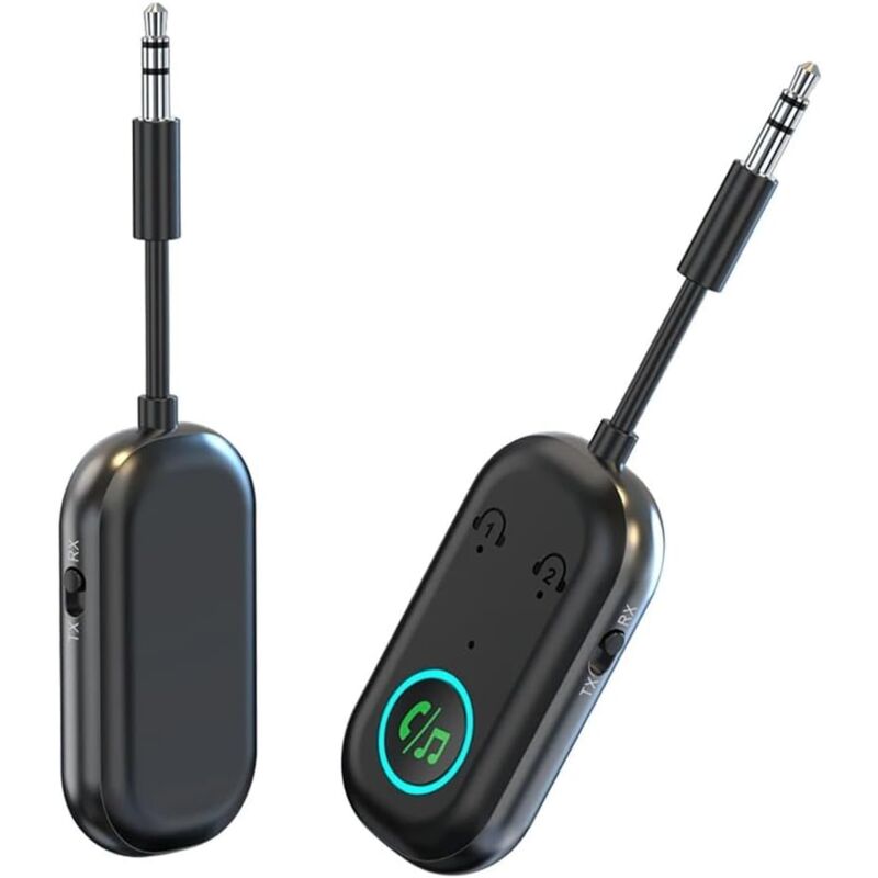 foto del prodotto adattatore bluetooth 2 in 1 bluetooth 5.3 trasmettitore ricevitore adattatore stereo wireless da 3,5 mm per cuffie tv car audio