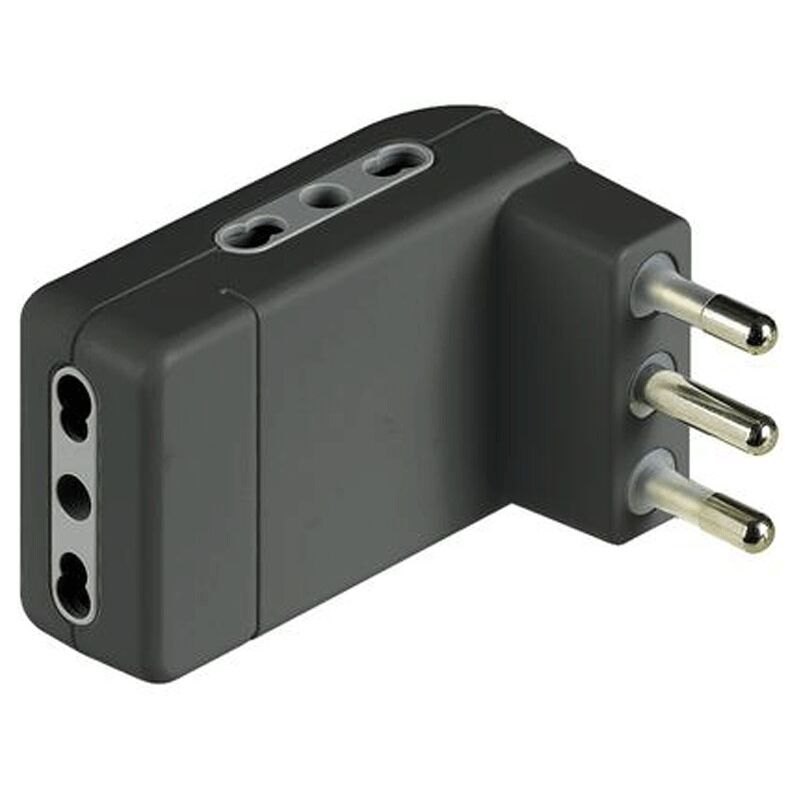 foto del prodotto adattatore bticino salvaspazio corner 3 prese bipasso e spina 16a antracite s3606ge