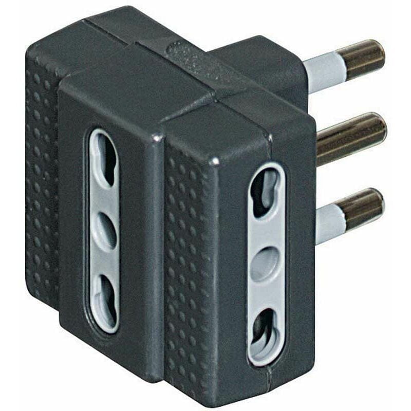 foto del prodotto adattatore bticino triplo nero spina 16 a 3 prese da 10 16 a
