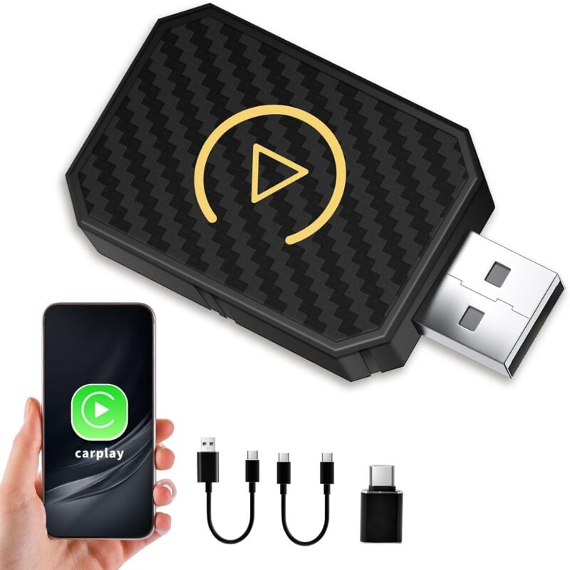 foto del prodotto adattatore carplay wireless, carplay converte carplay cablato in wireless, compatibile con il 99 delle auto dal 2016 in poi, easy connect carplay