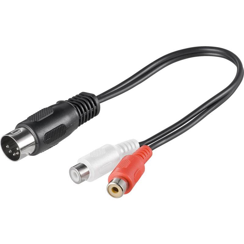 foto del prodotto adattatore cavo audio, da presa din a spina rca stereo, spina din 180 5 pin 2 prese rca audio sinistro destro . lunghezza del cavo 0.2 m