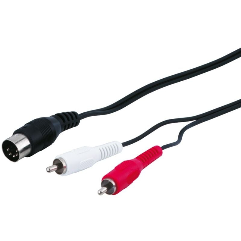 foto del prodotto adattatore cavo audio, da presa din a spina rca stereo, spina din 180 5 pin 2 spina rca audio sinistro destro . lunghezza del cavo 1.5 m
