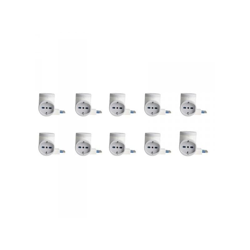 foto del prodotto adattatore con spina 16a 2 prese universali ita 10a 16a schuko con 1 usb 2.4a e 1 usb c 3a 5v carica rapida salvaspazio