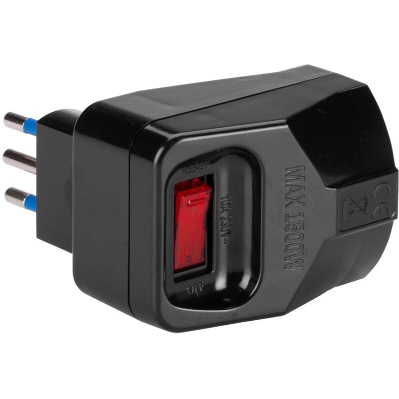 foto del prodotto adattatore con spina 'piccola' 10a 2p t - presa bivalenti 10 16a - 250v nero