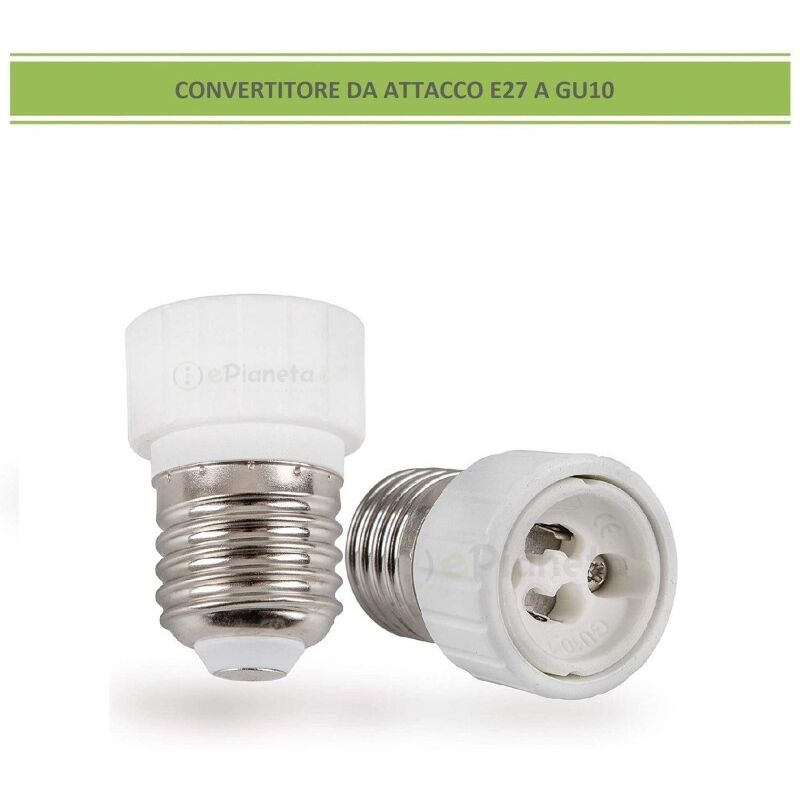 foto del prodotto adattatore convertitore da attacco grande e27 a gu10 portalampada riduttore bianco 220v per lampadina