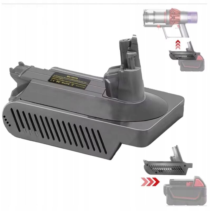 foto del prodotto adattatore convertitore per batteria milwaukee 18v per dyson v10