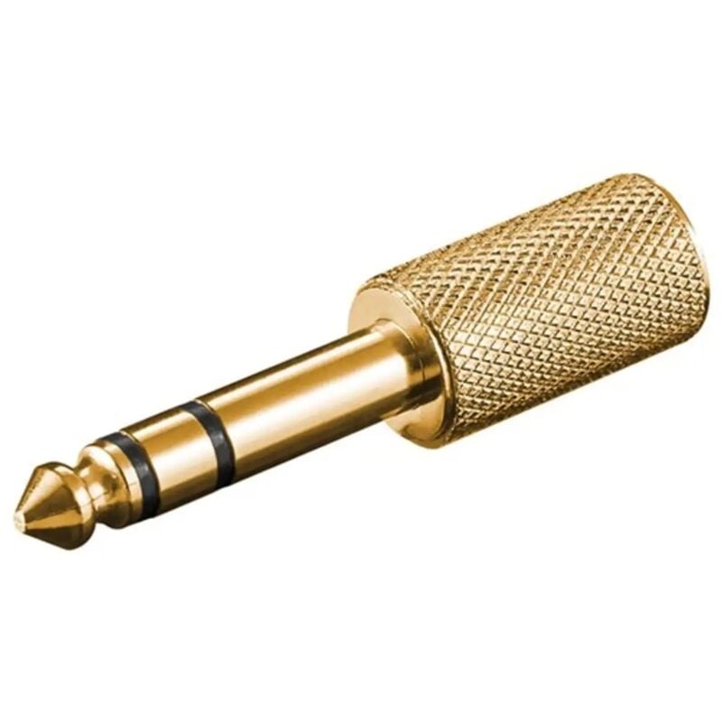 foto del prodotto adattatore cuffie jack 6.35 mm aux a presa stereo 3.5 mm metallo