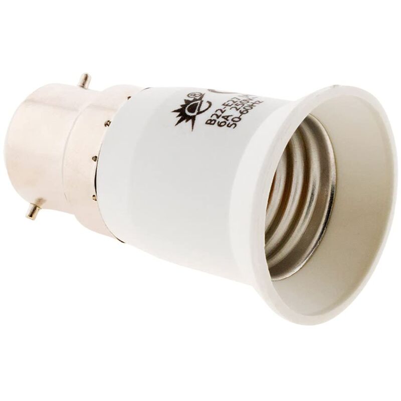 foto del prodotto adattatore da b22 maschio a e27 femmina bianco zenitech