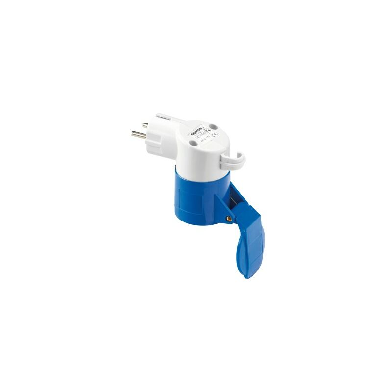 foto del prodotto adattatore da civile a industriale ip44 spina 2p t 16a 250v ac 50 60hz tedesco francese presa 2p t 16a 230v ac