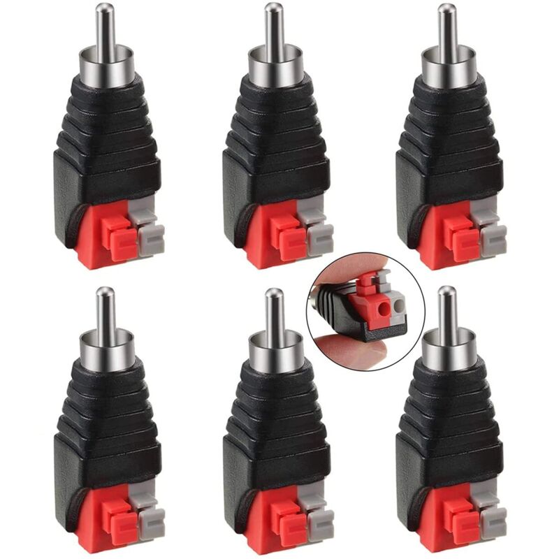foto del prodotto adattatore da rca a cavo per altoparlante, subwoofer, rca maschio a av 2, terminale a vite, video, audio, tipo a molla, balun per cctv