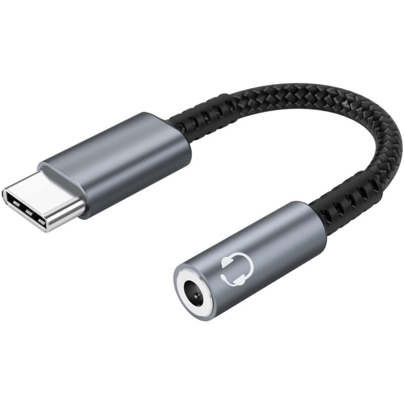 foto del prodotto adattatore da usb c a jack. adattatore da usb c a jack da 3,5 mm. adattatore audio usb c aux per cuffie con chip dac ad alta risoluzione compatibile