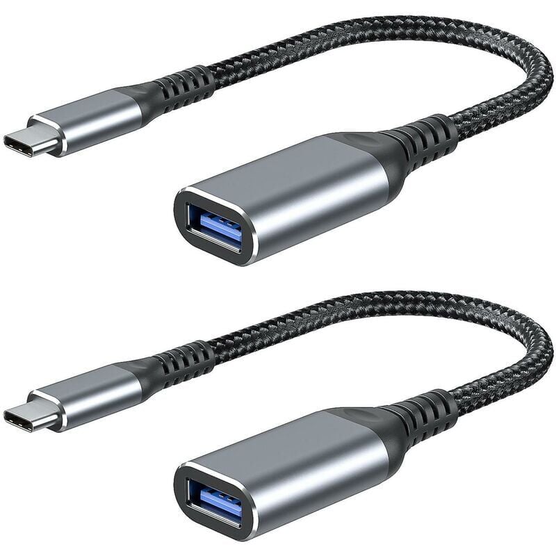 foto del prodotto adattatore da usb c a usb a confezione da 2 cavo usb c maschio a usb a femmina 3.0 otg trasmissione veloce dei dati compatibile con macbook pro