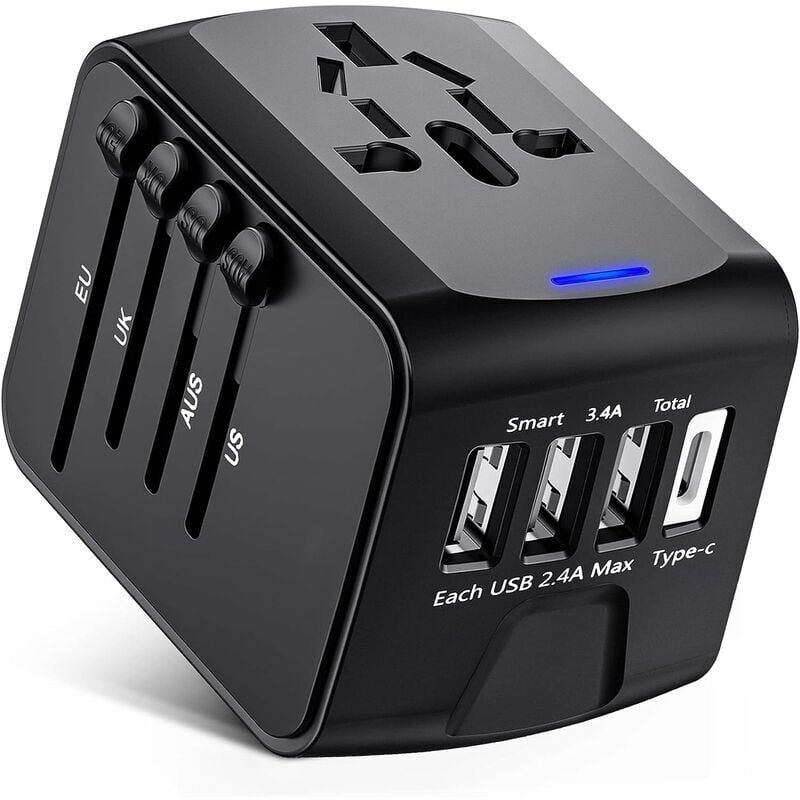 immagine 0 del prodotto adattatore da viaggio, adattatore universale con tipo c 3 porte usb e presa ca, adattatore per pi paesi