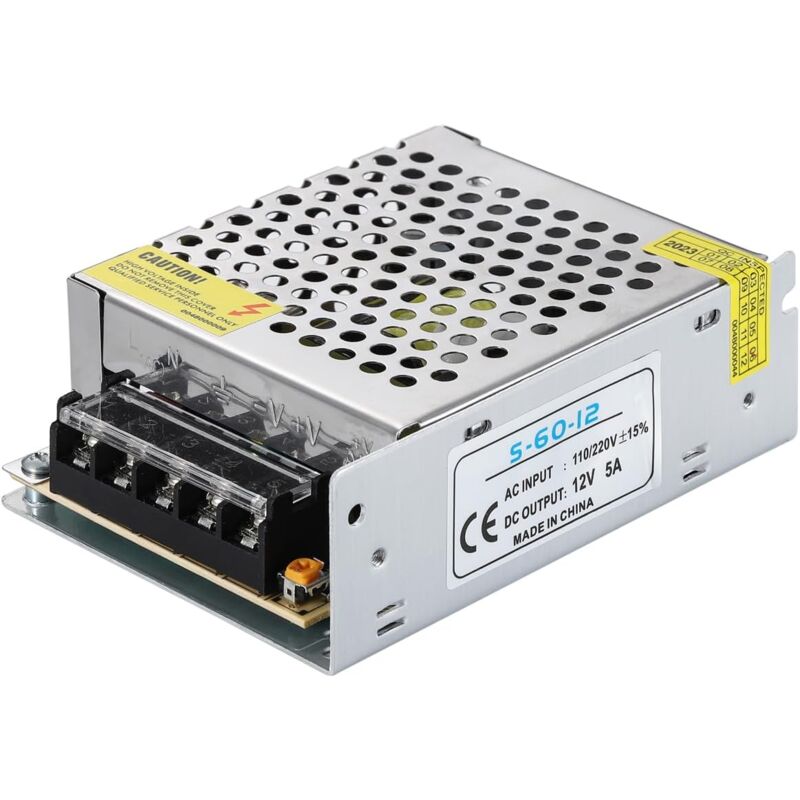 foto del prodotto adattatore di alimentazione 1pc 12v 5a 60w, trasformatore di commutazione regolato universale ac 110v 220v a dc 12v 5a convertitore led driver per