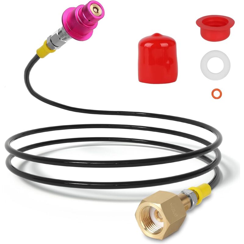 foto del prodotto adattatore di ricarica per tubo flessibile a pressione co2 sod stream quick connect da 1,5 m per bombola di gas co2 w21.8 14, compatibile con