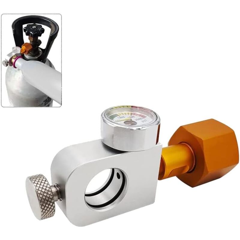 foto del prodotto adattatore di riempimento co2 compatibile con bombole di co2 sodastream duo, art, terra quick connect, adattatore di riempimento con manometro da