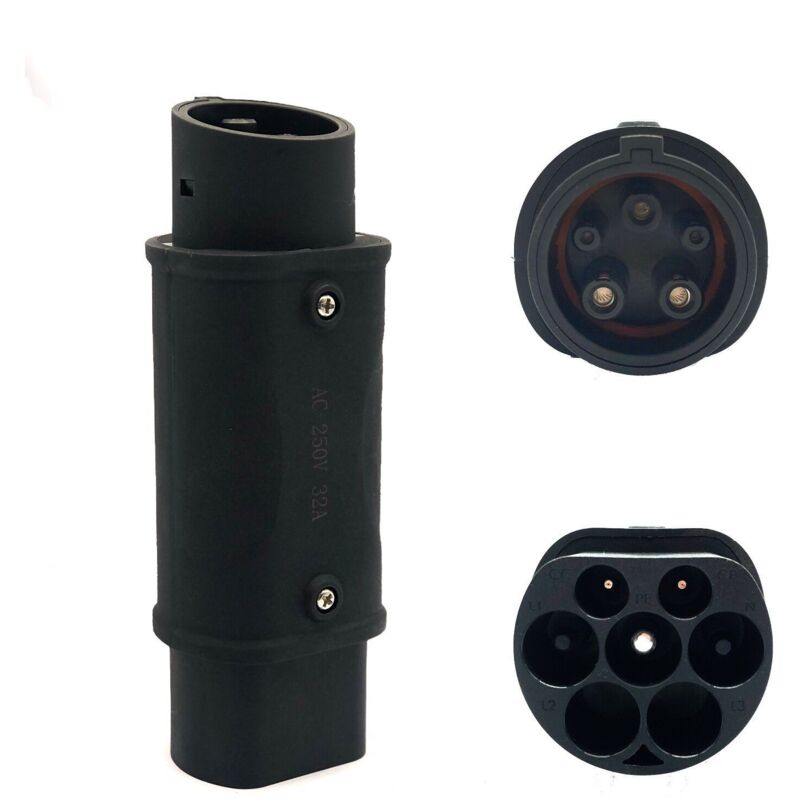 foto del prodotto adattatore ev tipo 2 a gbt, 380 v 32 a trifase iec 62196 2 a gbt adattatore per caricabatterie ev per veicoli elettrici, tipo 2 a connettore ev gb t