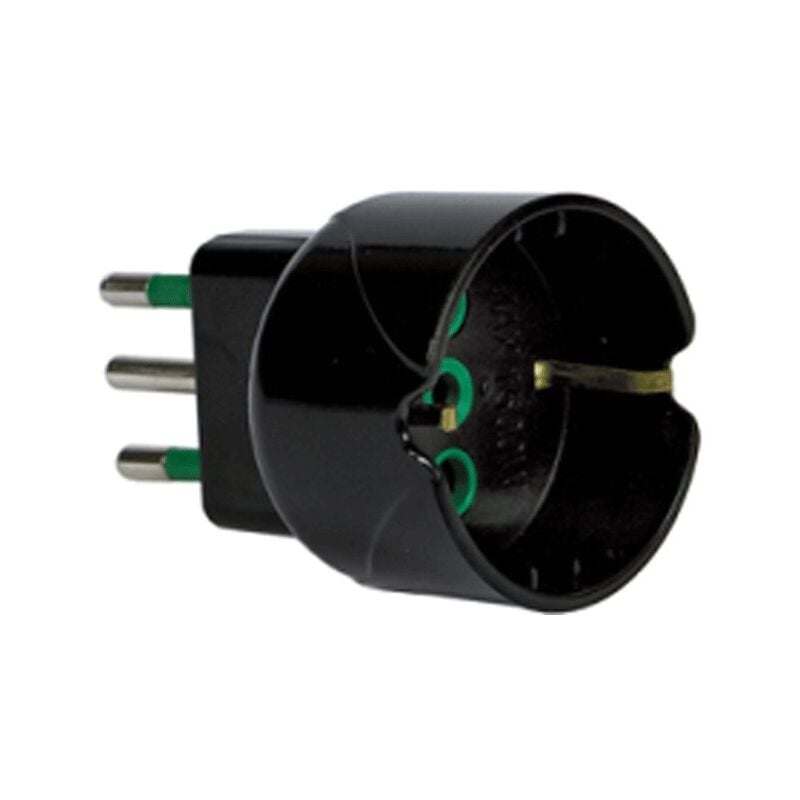 foto del prodotto adattatore fanton spina 2p t 10a con schuko 10a nera 82601 e