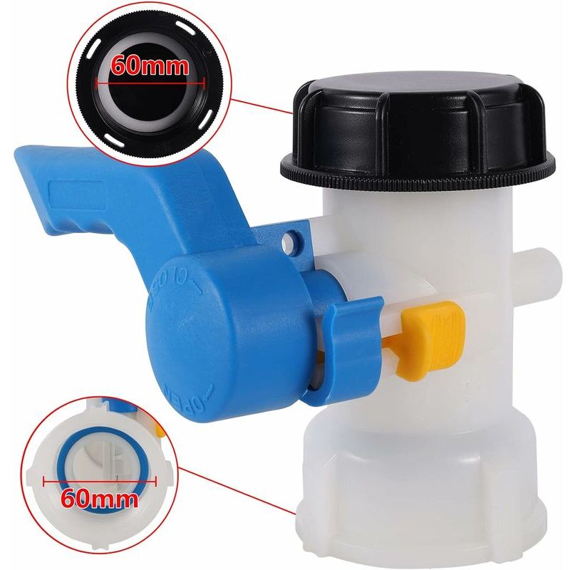 foto del prodotto adattatore ibc ulisem da 60 mm a 60 mm, valvola per serbatoio in plastica da 1000 l, collegamento al serbatoio da 1000 litri per serbatoio dell acqua