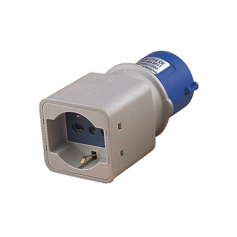 foto del prodotto adattatore industriale 220v spina presa bipasso schuko maurer plus