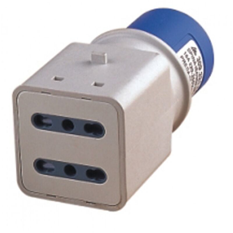 foto del prodotto adattatore industriale con spina cee 2 prese 16a bipasso blu ip20 maurer