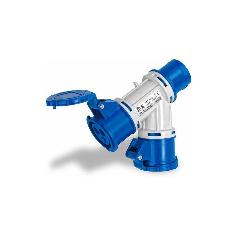 foto del prodotto adattatore industriale moltiplicatore mobile a 2 uscite con spina 16a ip44 art 1602