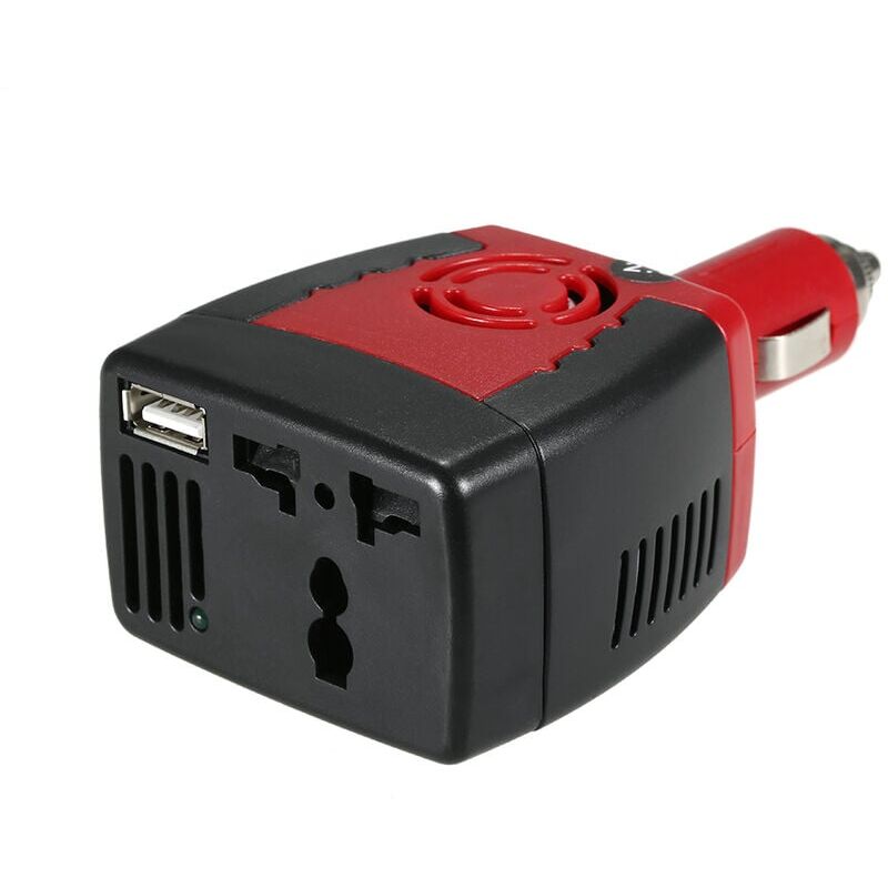 immagine 0 del prodotto adattatore inverter per auto convertitore di tensione automatico da 150 w cc 12 v a ca 220 v con accendisigari, nero e rosso