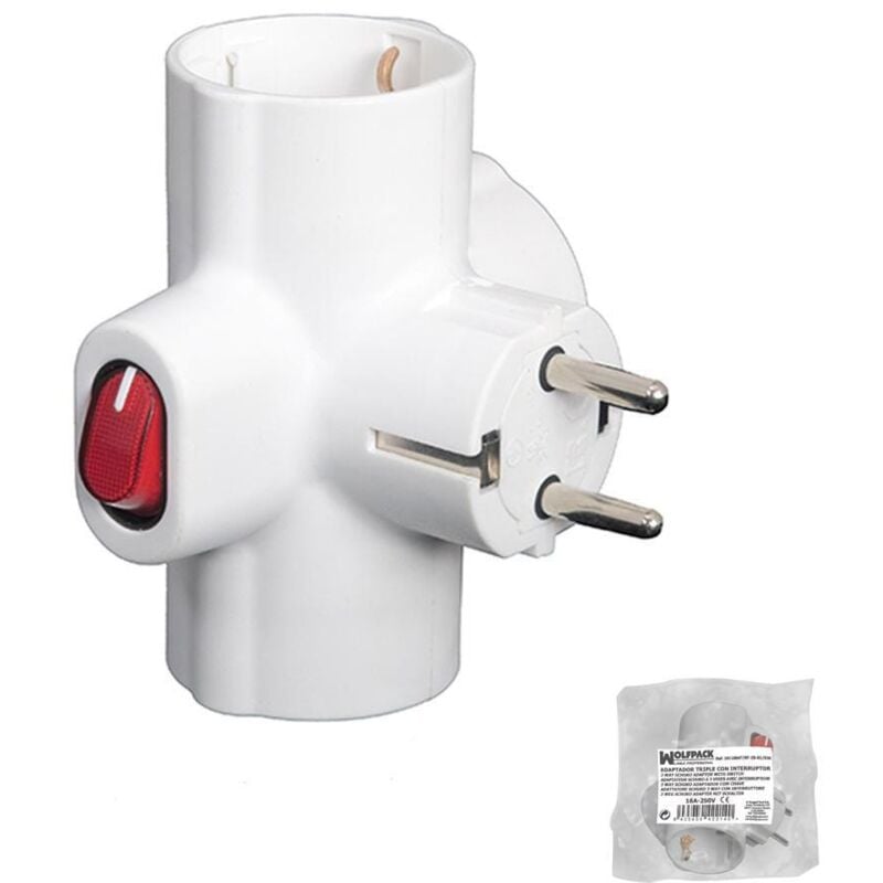 foto del prodotto adattatore ladro triplo schuko 16 a 250v con interruttore
