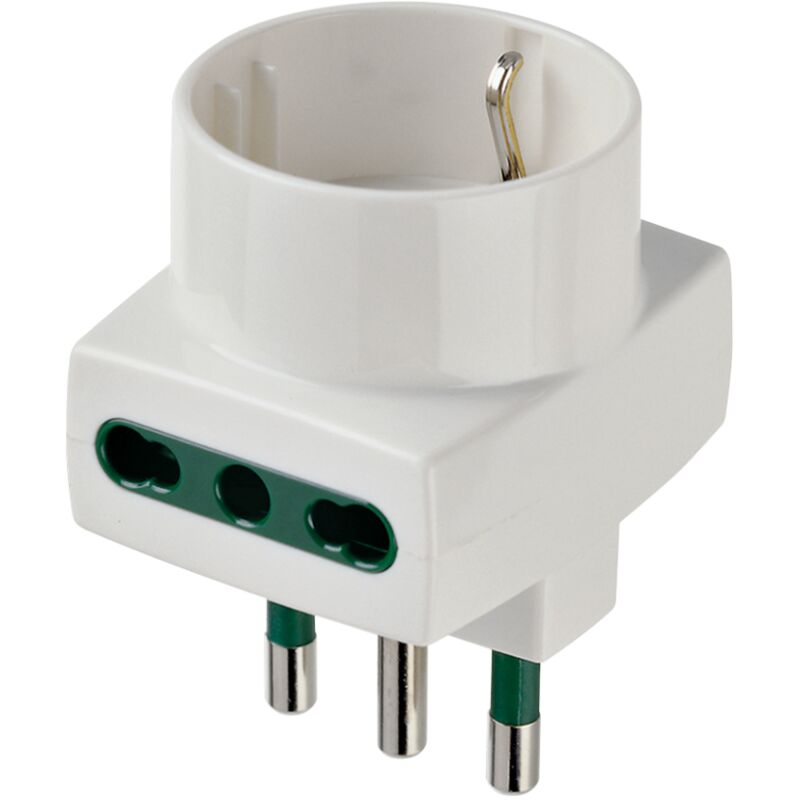 foto del prodotto adattatore multiplo vimar max 1500w spina 2p t 16a bianco 00323.b