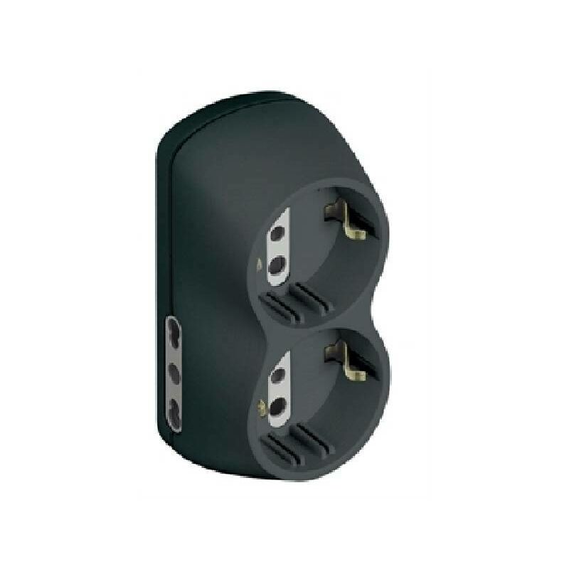 foto del prodotto adattatore multipresa b4 2 prese bipasso 10/16a e 2 tedesche colore grigio s3614g - bticino
