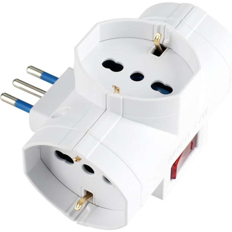 foto del prodotto adattatore multisize con 3 prese schuko bianco