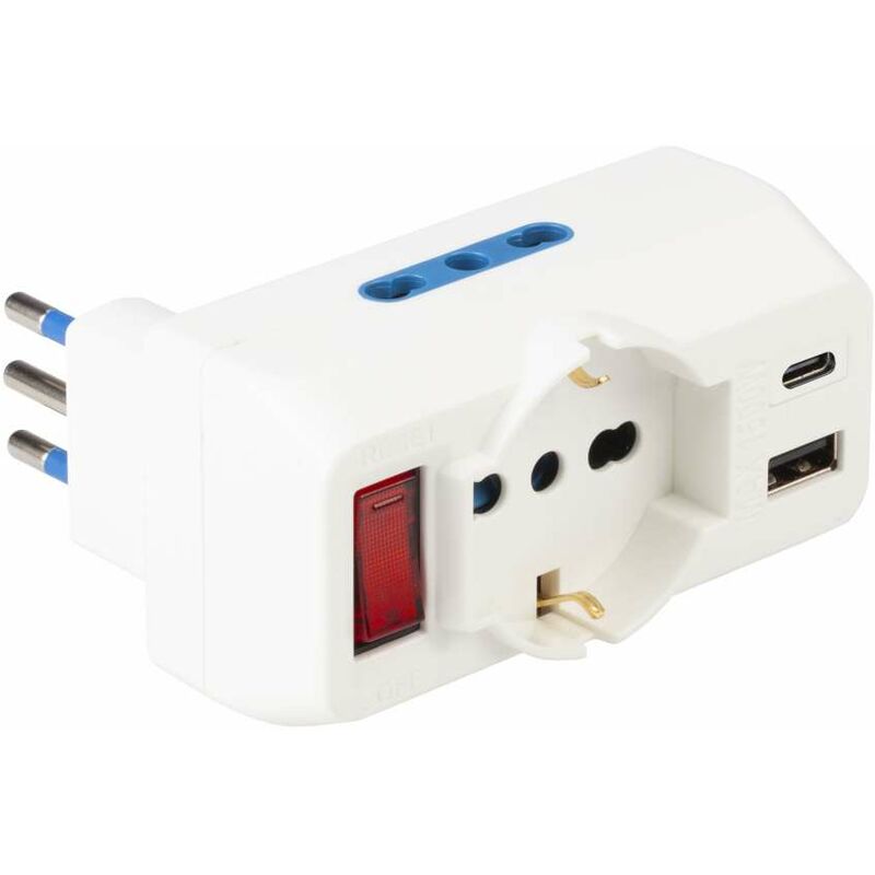 foto del prodotto adattatore multispina 3 prese 2 prese usb