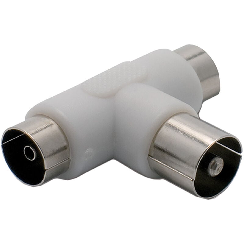 foto del prodotto adattatore partitore tv a t 2 spine 1 presa busta append.