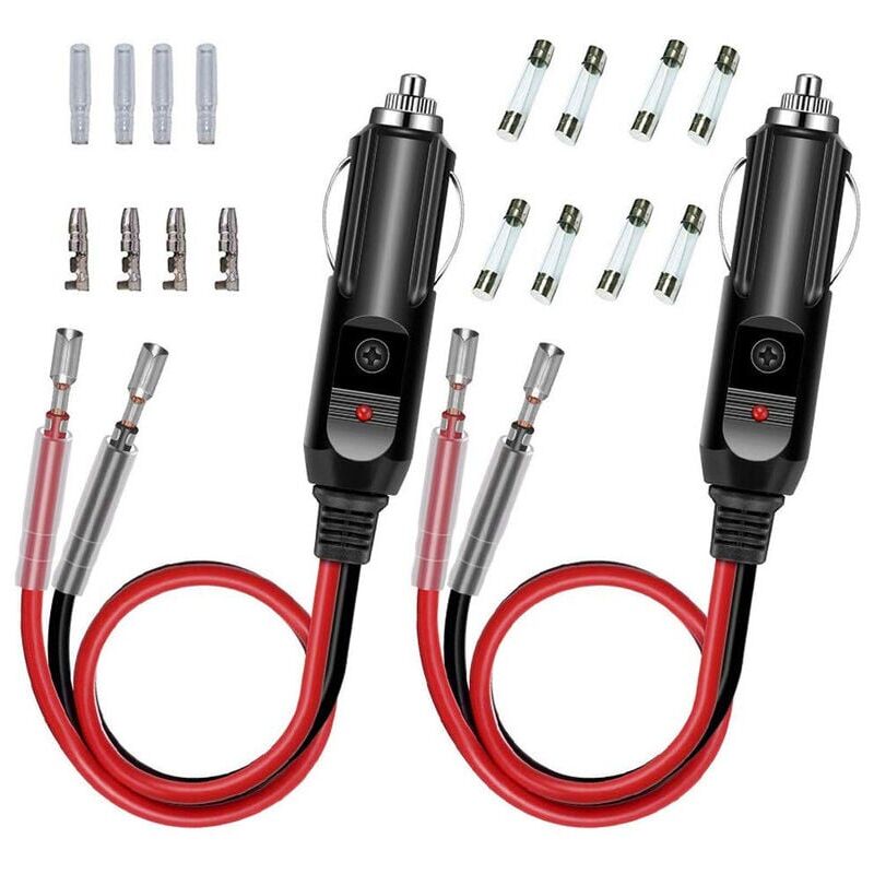 foto del prodotto adattatore per accendisigari maschio da 2 pezzi con cavo di alimentazione awg 16 12v 24v universale, per inverter per auto, pompa dell aria, tazza