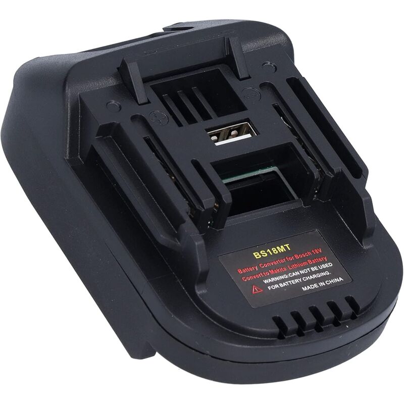 foto del prodotto adattatore per batteria aiperq bs18mt per convertire bosch 18v in elettroutensile makita con ricarica usb 5v 2.1a