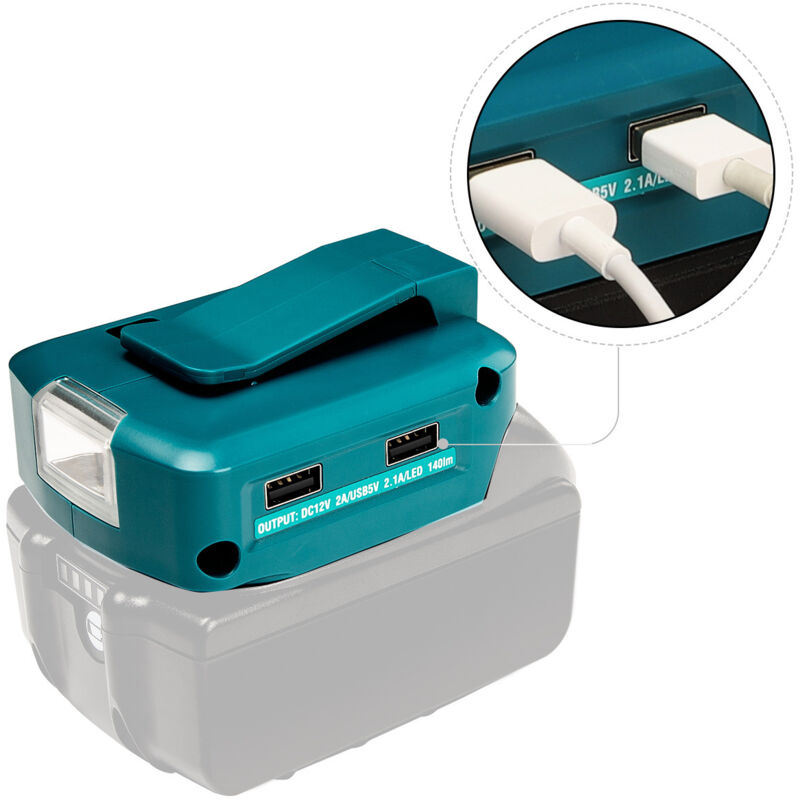 foto del prodotto adattatore per batteria di alimentazione del convertitore della luce di lavoro adp05 per batteria makita 14,4 v 18 v