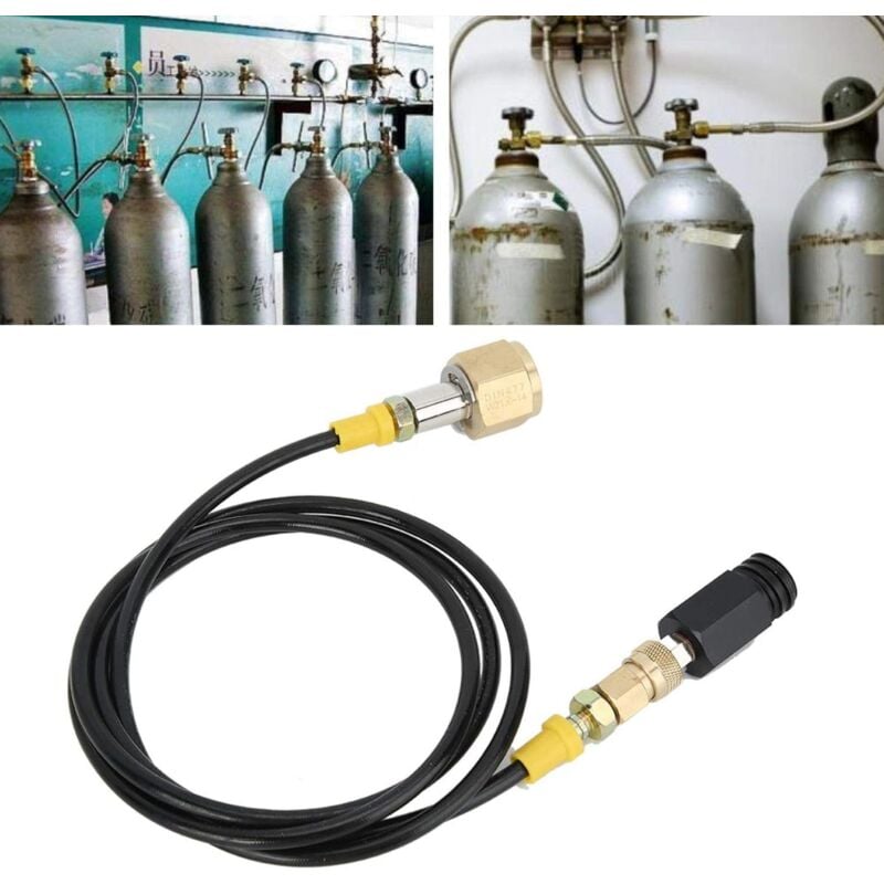 foto del prodotto adattatore per bombola di co2 da 1,5 m w21.8 14 din477, kit tubo flessibile ad alta pressione per soda, accessori per sodastream per casa e ufficio