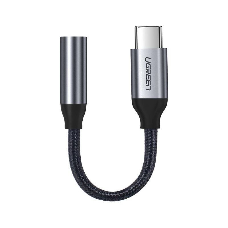 foto del prodotto adattatore per cuffie con mini jack 3,5 mm a usb c 10 cm grigio