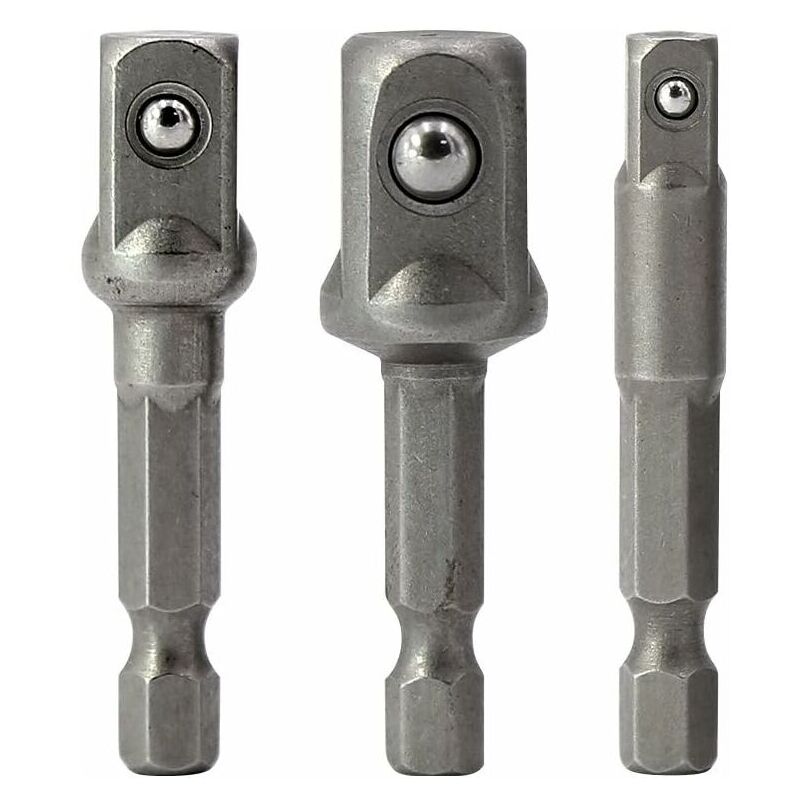 foto del prodotto adattatore per dado esagonale in 3 pezzi, tappo, adattatore per cacciavite, bussola, adattatore per bussola, 1 4, 1 2, 3 8