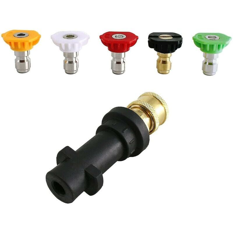 foto del prodotto adattatore per idropulitrice, attacco rapido da 1 4 per karcher k2 k7, con 5 ugelli per idropulitrice, multigrado, 2,5 gpm